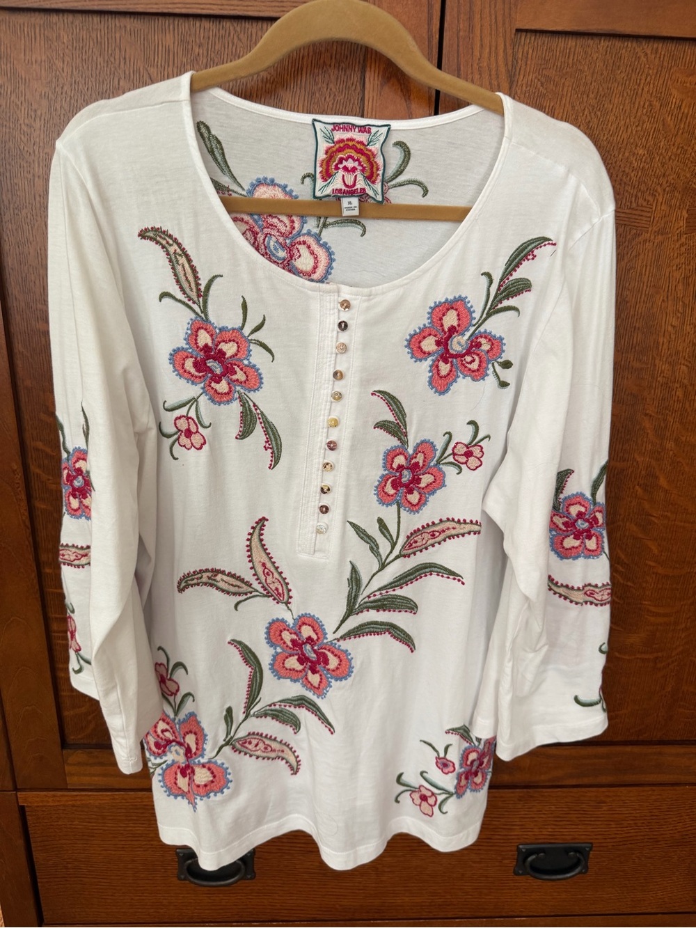 Johnny Was Floral Embroidered Top
